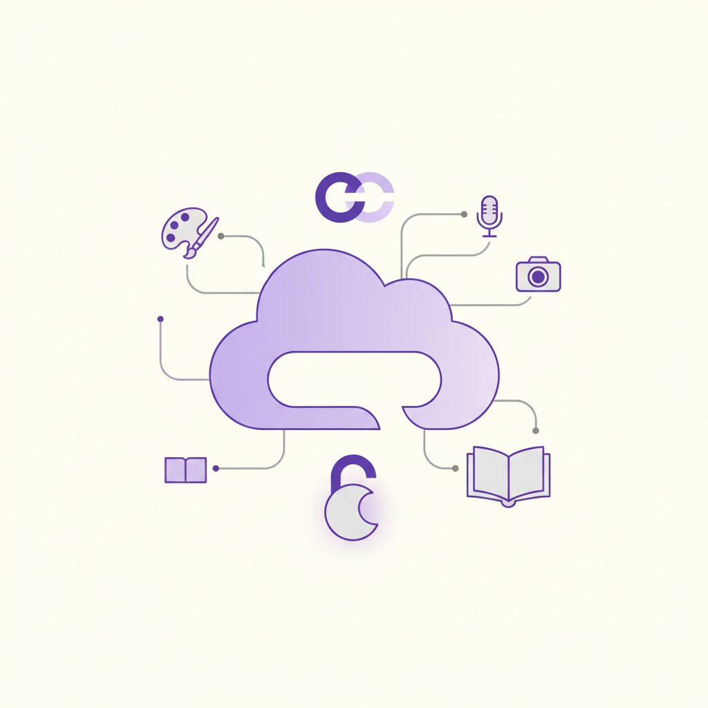 An illustration of a person handing a software box as a gift to an influencer who is broadcasting to an audience.