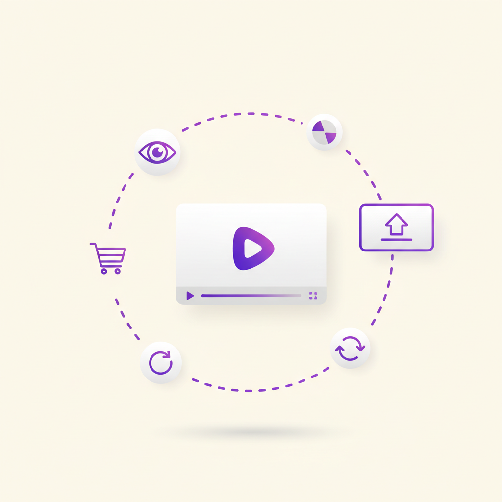 An illustration showing a user watching a video on a phone, then seeing a targeted ad from the same brand on their laptop.