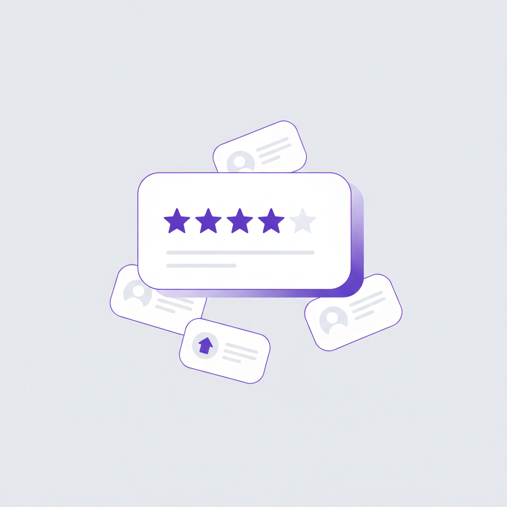 Illustration of a person adding stars to a giant list of products on a clipboard.