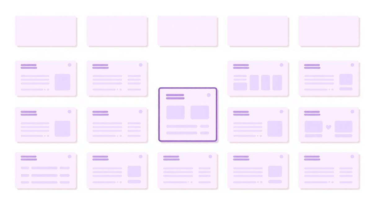 Illustration of a gallery of ready-to-use product templates a new user can pick from.